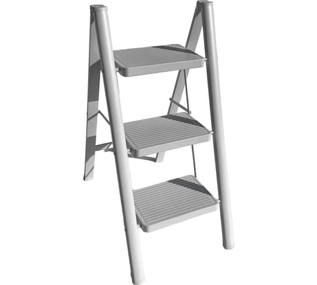 Стремянка стальная особопрочная АЛЮБЭСТ Lux белый цвет, 3 ступени, 68 см DLS403W