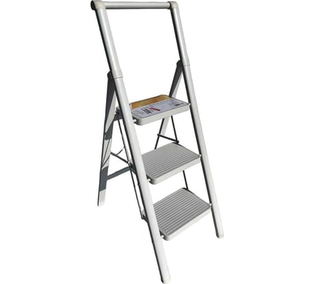 Стремянка стальная АЛЮБЭСТ серия Lux белый цвет, 3 ступени, 69 см DLS503W