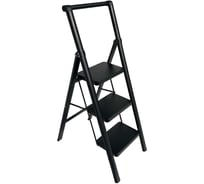 Стальная стремянка АЛЮБЭСТ Lux черный цвет, 3 ступени, 69 см DLS503B