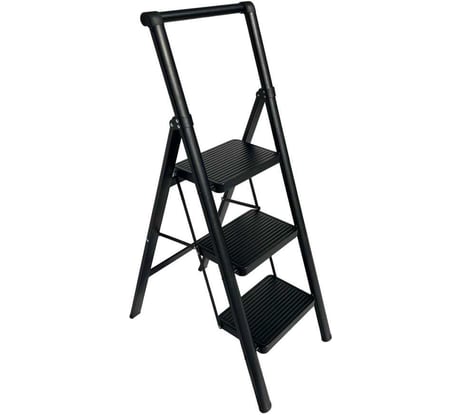 Стальная стремянка АЛЮБЭСТ Lux черный цвет, 3 ступени, 69 см DLS503B