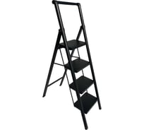 Стальная стремянка АЛЮБЭСТ Lux черный цвет, 4 ступени, 93 см DLS504B