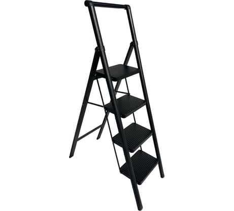 Стальная стремянка АЛЮБЭСТ Lux черный цвет, 4 ступени, 93 см DLS504B