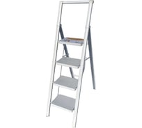Стальная стремянка АЛЮБЭСТ Lux белый цвет, 4 ступени, 93 см DLS504W