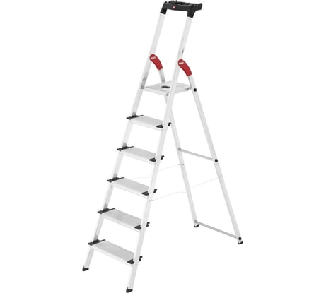 Алюминиевая стремянка с лотком для инструментов Hailo L80 ComfortLine 6 широких ступеней 13 см 8040-607