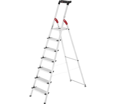 Алюминиевая стремянка с лотком для инструментов Hailo L80 ComfortLine 7 широких ступеней 13 см 8040-707