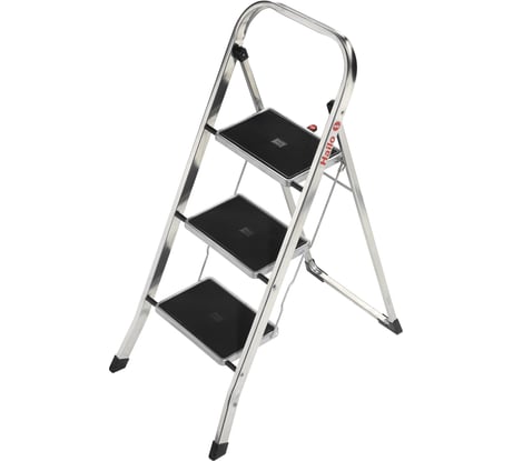 Стремянка Hailo K60 StandartLine сталь+алюминий, 3 широкие ступени с ковриком 4393-801