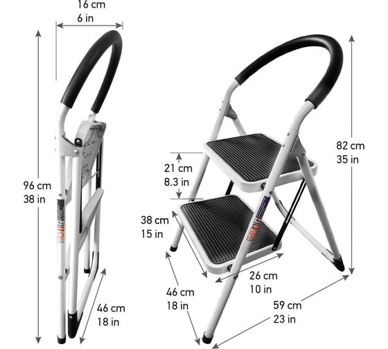 Стальная стремянка с 2 ступенями Wonder Worker BARROW 80081