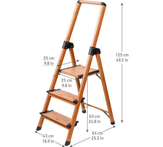 Алюминиевая стремянка с 3 ступенями Tatkraft UPSTAIRS 16347