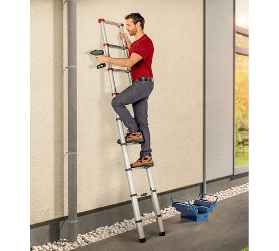 Алюминиевая телескопическая лестница Hailo T80 FlexLine 13 ступеней 7113-131