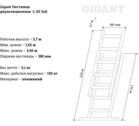 Двухсекционная лестница Gigant L-02 2x6