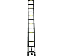 Лестница телескопическая черная с широкими ступенями SevenBerg 3,8 м AY-38