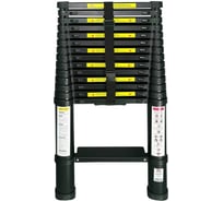 Лестница телескопическая черная с широкими ступенями SevenBerg 4,4 м AY-44