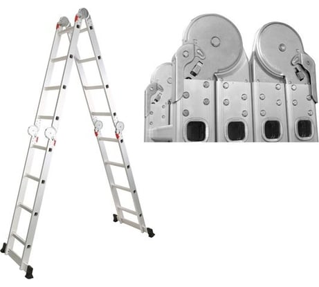 Лестница алюминиевая многофункциональная STARTUL 4x5 ступени, стремянка - 280 см, лестница - 570 см, 15.2 кг ST9722-05