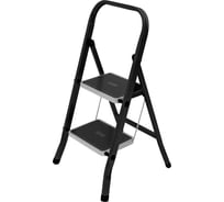 Стремянка Zalger Jet Black 2 широкие ступени, с ковриком, сталь 9910-2