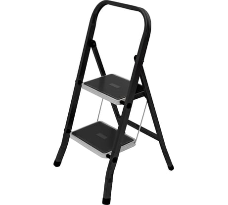 Стремянка Zalger Jet Black 2 широкие ступени, с ковриком, сталь 9910-2