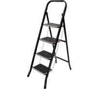 Стремянка Zalger Jet Black 4 широкие ступени, с ковриком, сталь 9920-4