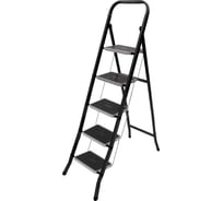 Стремянка Zalger Jet Black 5 широких ступеней, с ковриком, сталь 9920-5