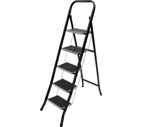 Стремянка Zalger Jet Black 5 широких ступеней, с ковриком, сталь 9920-5