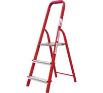 Стремянка Новая Высота сталь/алюминий 3 ступени, красная 1130103-033
