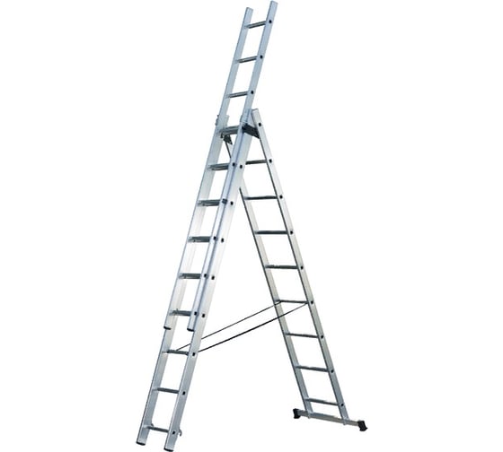 Лестница трехсекционная STAIRS универсальная алюминиевая 9 ступеней STA-AL309 1