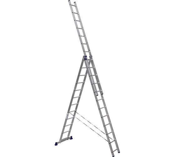 Лестница трехсекционная STAIRS универсальная алюминиевая 14 ступеней STA-AL314 1