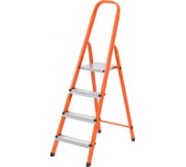 Стремянка СИБРТЕХ 4 ступени, стальной профиль, ступени сталь, оранжевая 97964