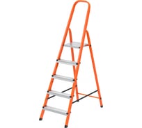 Стремянка СИБРТЕХ 5 ступеней, стальной профиль, ступени сталь, оранжевая 97965