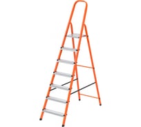 Стремянка СИБРТЕХ 7 ступеней, стальной профиль, ступени сталь, оранжевая 97967