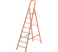 Стремянка СИБРТЕХ 8 ступеней, стальной профиль, ступени сталь, оранжевая 97968