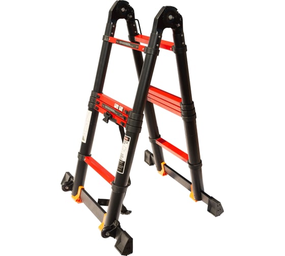 Лестница-стремянка телескопическая WORKY BLACK 1,9м/3,8м, 6 ступеней, ARD260077