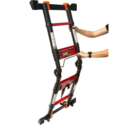 Лестница-стремянка телескопическая WORKY BLACK 1,9м/3,8м, 6 ступеней, ARD260077