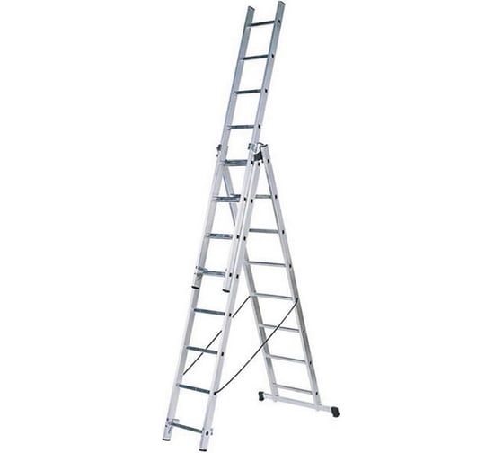 Трехсекционная алюминиевая лестница FIT 3х10 ступеней 65435 1