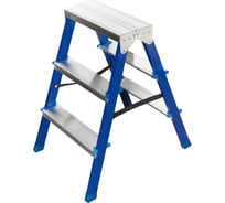 Стремянка стальная Политех с алюминиевыми ступенями, двухсторонняя, 3 ступени 8061003