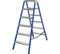 Стремянка стальная Политех с алюминиевыми ступенями, двухсторонняя, 6 ступеней 8061006