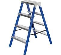 Стремянка стальная Политех с алюминиевыми ступенями, двухсторонняя, 4 ступени 8061004