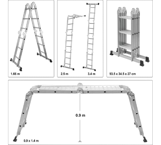 Телескопическая стремянка VOREL 4x3 17704