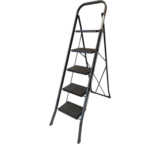 Стремянка стальная GEVA TRADE GEVA широкая BLACK 5 ступеней WK6018D-5C-BLACK