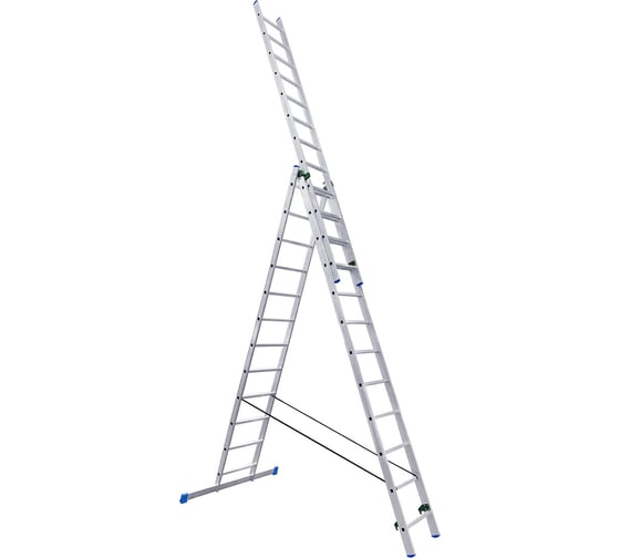 Алюминиевая трехсекционная лестница LadderBel 12 ступеней LS312 .