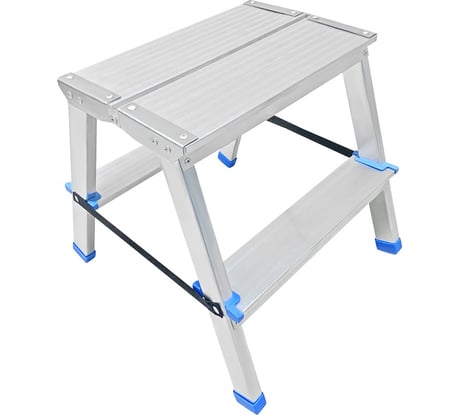 Двусторонняя алюминиевая стремянка с широкой площадкой LadderBel 2 ступени STR2-AL-2EP