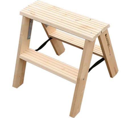 Стремянка деревянная двусторонняя Алюмет с широкими ступенями 2х2 ступеней Серия WDS3202