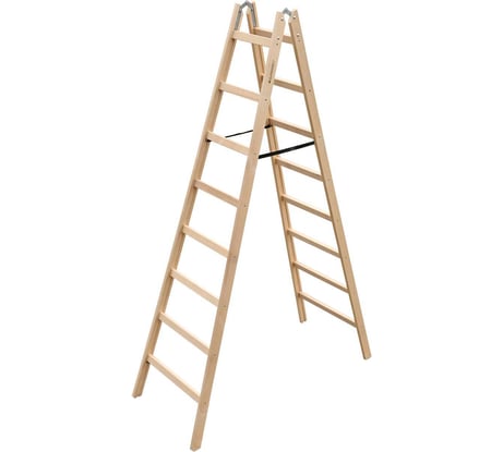 Стремянка-Ходули деревянная двусторонняя Алюмет 2х8 ступеней Серия WD1208