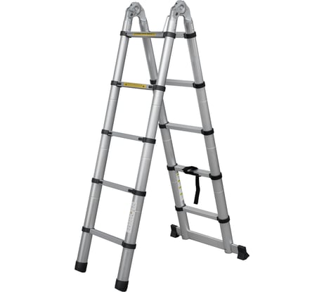 Лестница телескопическая шарнирная алюминиевая двухсекционная Новая Высота 3,2 м, Мал Удал 2310ТЛ, 2x5 перекладин 2310205ТЛ