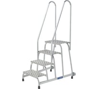 Передвижная монтажная подставка MEGAL (тип 1) 4 ступени с двумя поручнями 050704