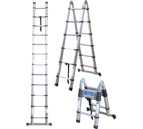 Лестница-стремянка телескопическая Scheppach алюминиевая, бытовая, 1.9+1.9 м, (6+6 ступеней) Sch-UP190-M(65703)
