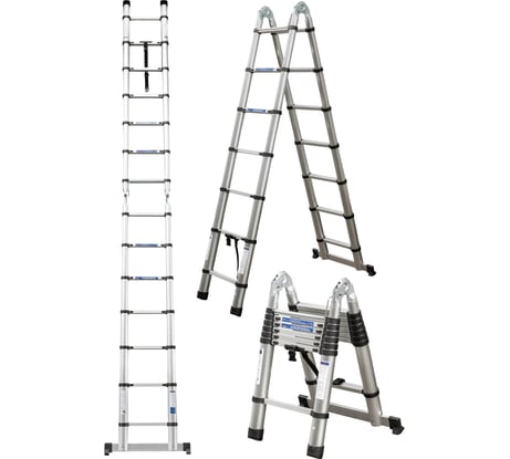 Лестница-стремянка телескопическая Scheppach алюминиевая, бытовая, 2.2+2.2 м, (7+7 ступеней) Sch-UP220-M(65704)