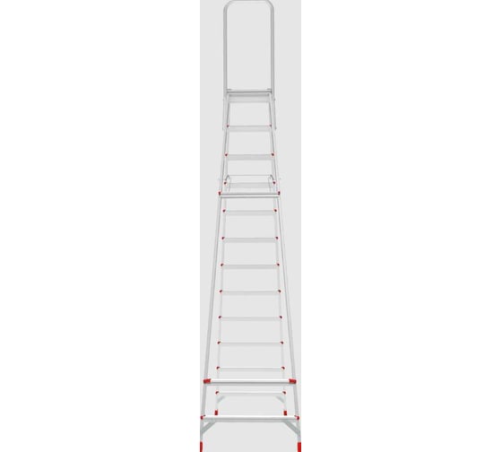 Стремянка алюминиевая Новая Высота NV 3136, 1x12 ступенией, 80 мм, 350x260 мм, дуга безопасности 800 мм 3136112