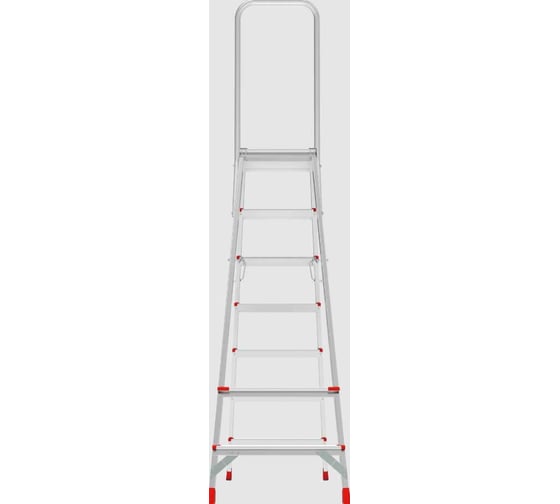 Стремянка алюминиевая Новая Высота NV 3136, 1x7 ступенией, 80 мм, 350x260 мм, дуга безопасности 800 мм 3136107