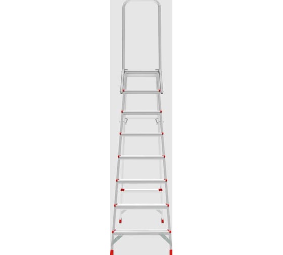 Стремянка алюминиевая Новая Высота NV 3136, 1x8 ступеней, 80 мм, 350x260 мм, дуга безопасности 800 мм 3136108