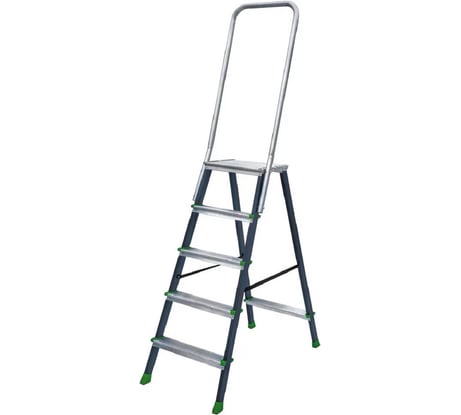 Стремянка Новая Высота ст./ал. NV 2136, 1x5 ступеней, 80 мм, площадка 350x260 мм, дуга безопасности 800 мм 2136105