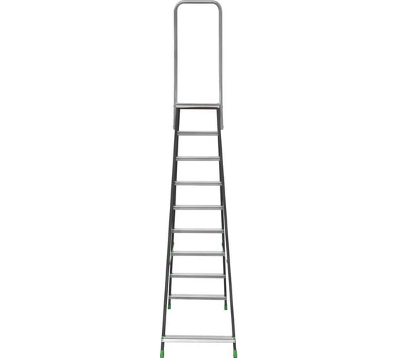 Стремянка Новая Высота ст./ал. NV 2136, 1x9 ступеней, 80 мм, площадка 350x260 мм, дуга безопасности 800 мм 2136109